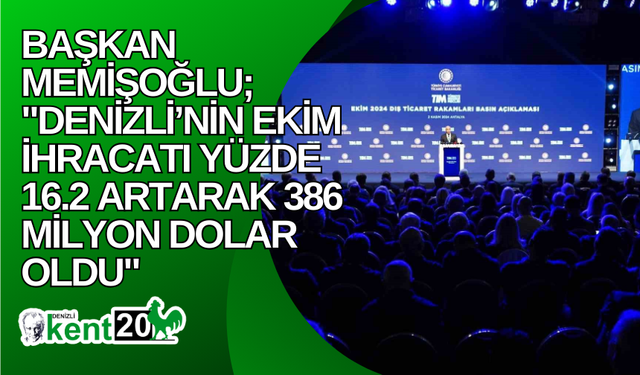 Başkan Memişoğlu; "Denizli’nin Ekim ihracatı yüzde 16.2 artarak 386 milyon dolar oldu"