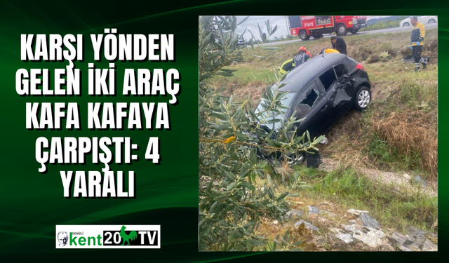 Karşı yönden gelen iki araç kafa kafaya çarpıştı: 4 yaralı