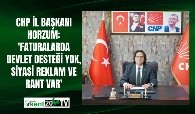 CHP İl Başkanı Horzum: 'Faturalarda devlet desteği yok, siyasi reklam ve rant var'