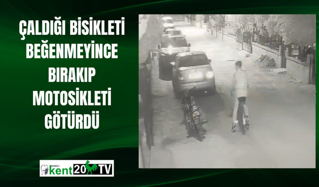 Çaldığı bisikleti beğenmeyince bırakıp motosikleti götürdü