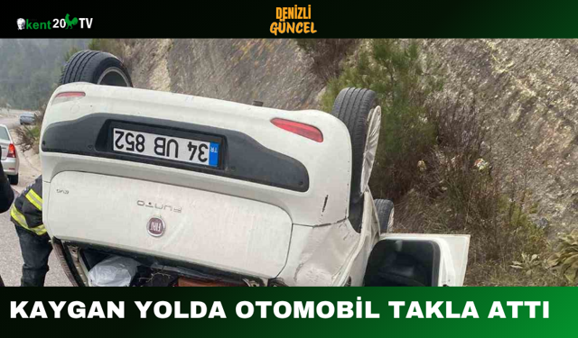 Kaygan Yolda Otomobil Takla Attı