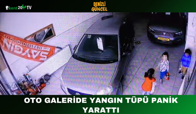 Oto Galeride Yangın Tüpü Panik Yarattı