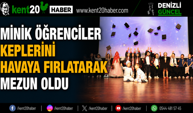 MİNİK ÖĞRENCİLER KEPLERİNİ HAVAYA FIRLATARAK MEZUN OLDU