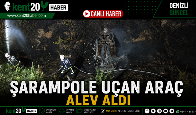 Şarampole Uçan Araç Alev Aldı