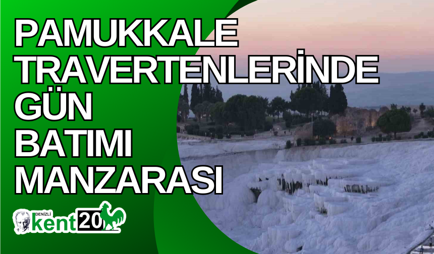 Pamukkale travertenlerinde gün batımı manzarası