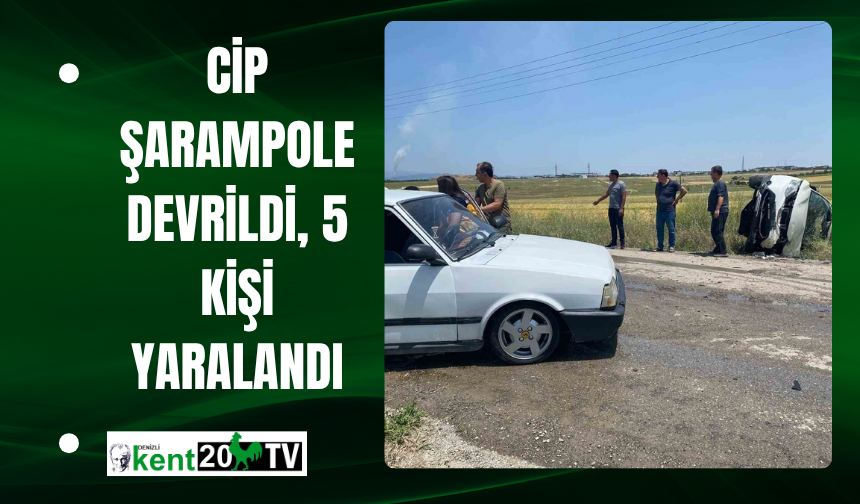 Cip Şarampole Devrildi, 5 Kişi Yaralandı