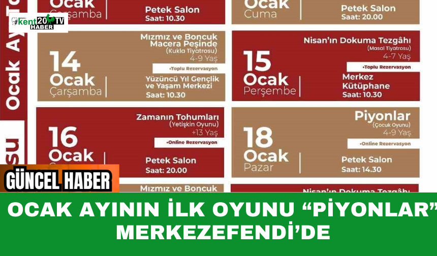Merkezefendi Kent Tiyatrosu Ocak Ayına “Piyonlar” ile Başlıyor
