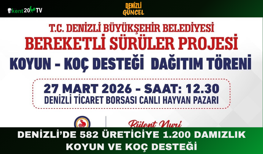 Denizli’de 582 Üreticiye 1.200 Damızlık Koyun ve Koç Desteği