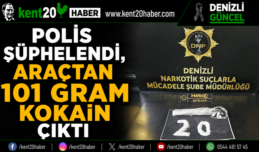 Polis Şüphelendi, Araçtan 101 Gram Kokain Çıktı