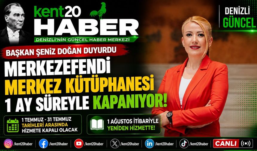 MERKEZEFENDİ MERKEZ KÜTÜPHANESİ 1 AY SÜREYLE KAPANIYOR