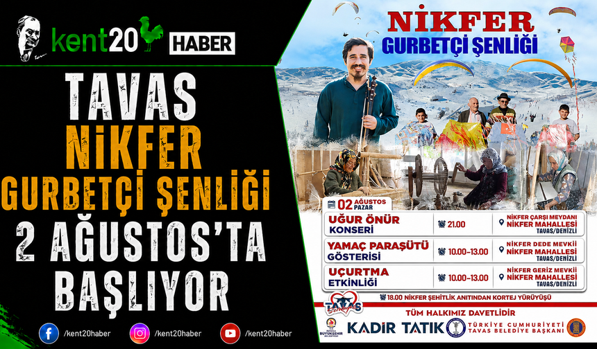 Tavas Nikfer Gurbetçi Şenliği 2 Ağustos'ta Başlıyor