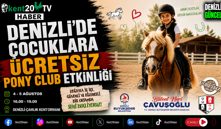 Denizli'de Çocuklara Ücretsiz Pony Club Etkinliği