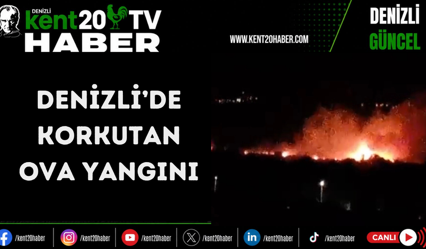 Denizli’de korkutan ova yangını