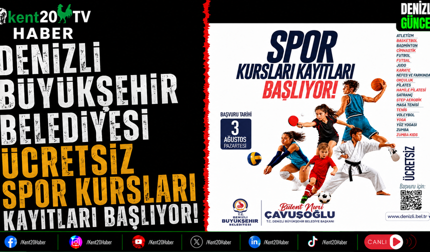 Denizli Büyükşehir Belediyesi Ücretsiz Spor Kursları Kayıtları Başlıyor!