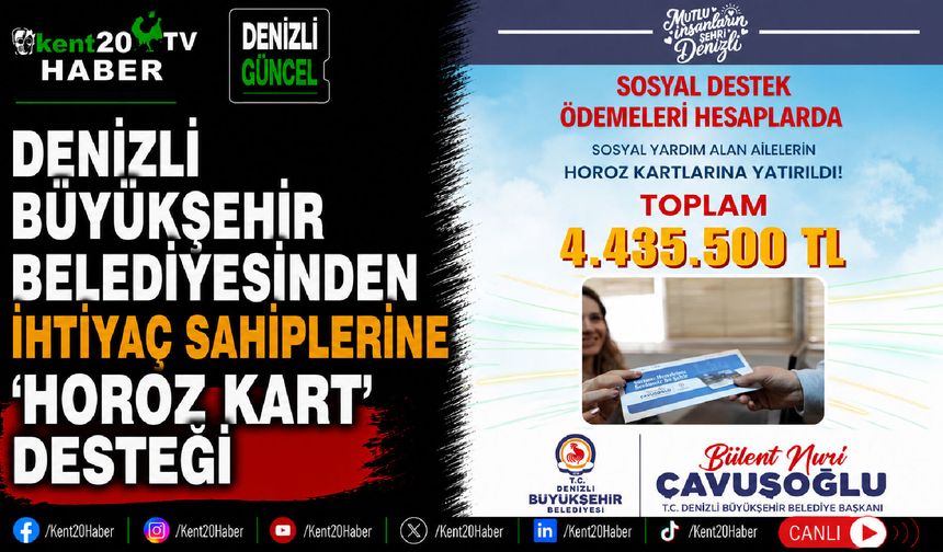 Denizli Büyükşehir Belediyesinden ihtiyaç sahiplerine 'Horoz Kart' desteği