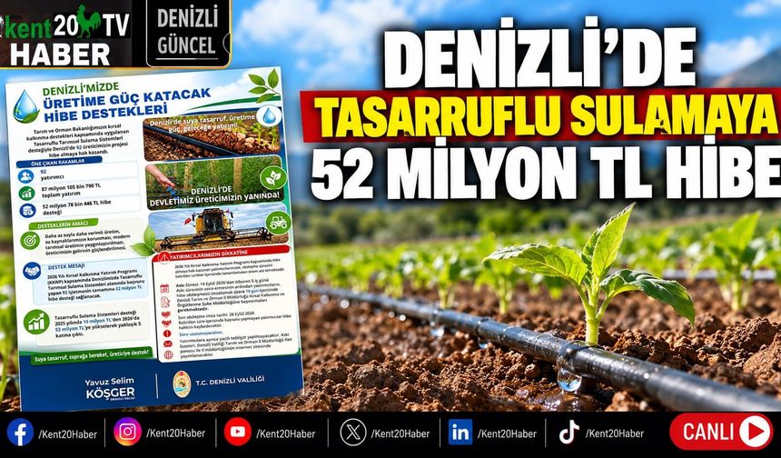 Denizli’de Tasarruflu Sulamaya 52 Milyon TL Hibe