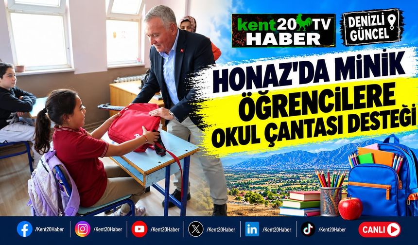 Honaz'da minik öğrencilere okul çantası desteği