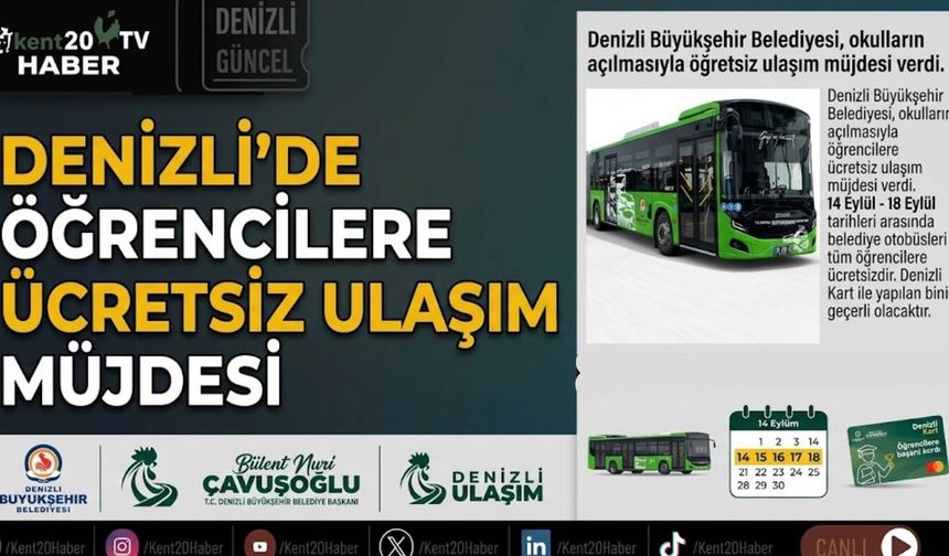 Denizli’de öğrencilere ücretsiz ulaşım müjdesi