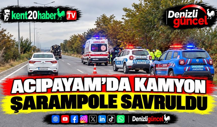 Acıpayam’da kamyon şarampole savruldu