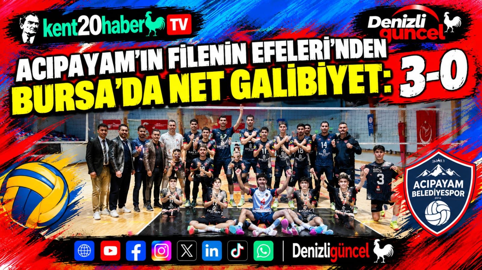 Acıpayam'ın Filenin Efeleri'nden Bursa'da Net Galibiyet: 3-0